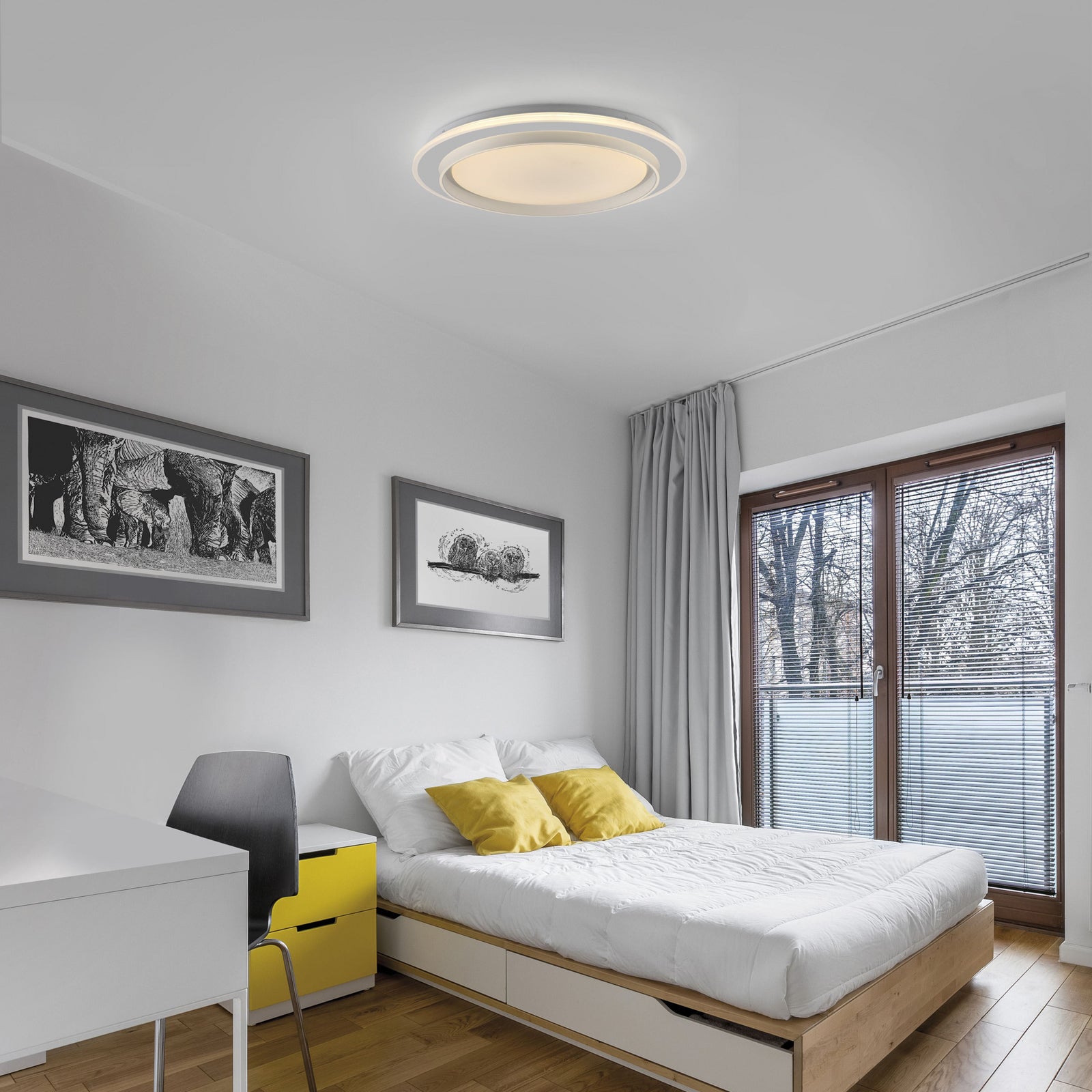 LED taklampe Lago CCT dimbar bakside med monteringsdetaljer