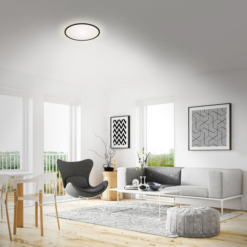 LED taklampe Lana med baklyseffekt svart Ø28 cm bakside
