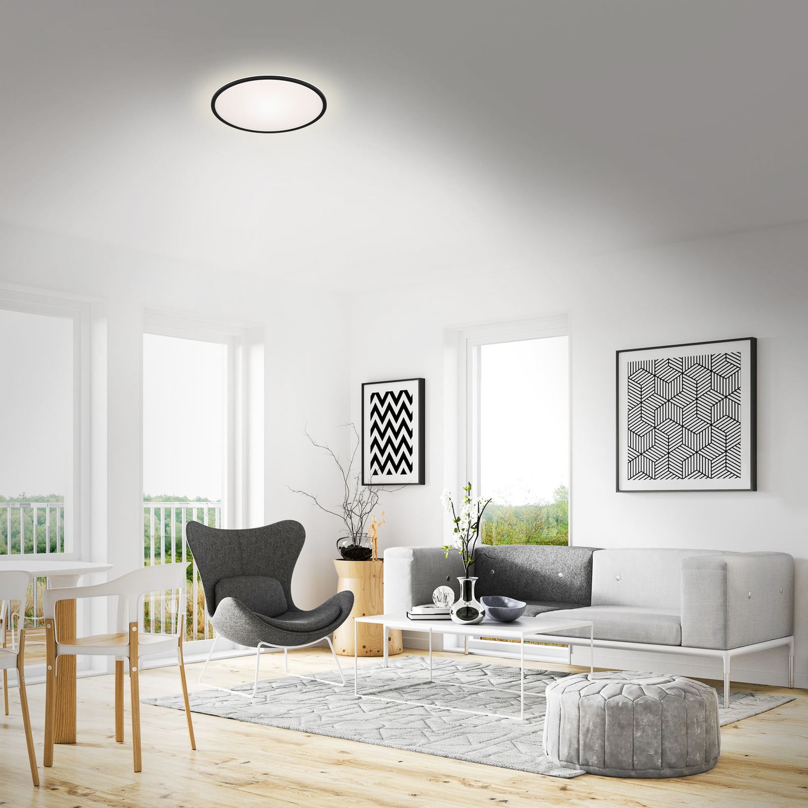 LED taklampe Lana med baklyseffekt svart Ø28 cm bakside