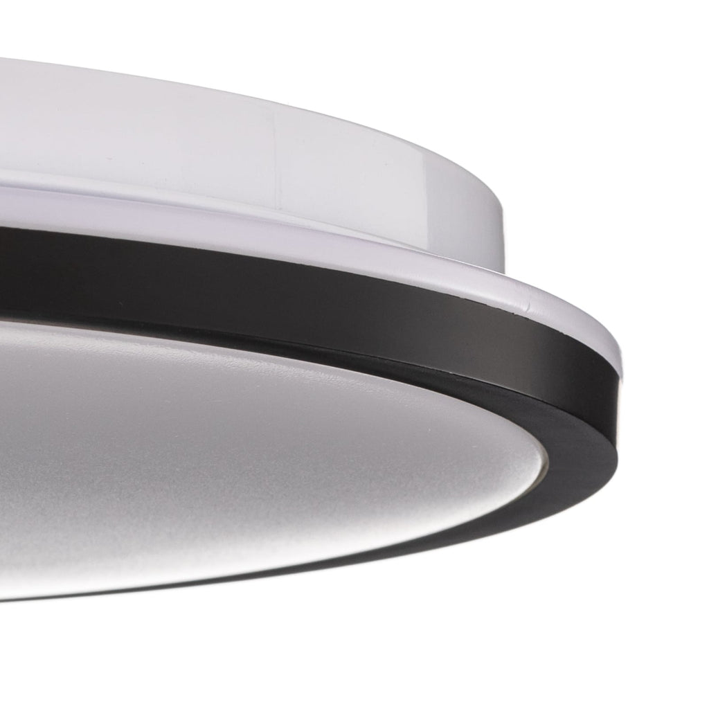 Nærbilde av LED taklampe Lana med baklyseffekt svart Ø28 cm