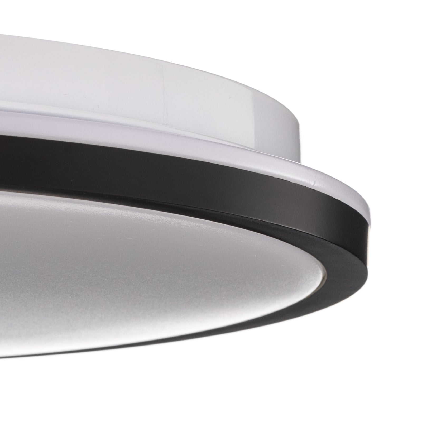 Nærbilde av LED taklampe Lana med baklyseffekt svart Ø28 cm