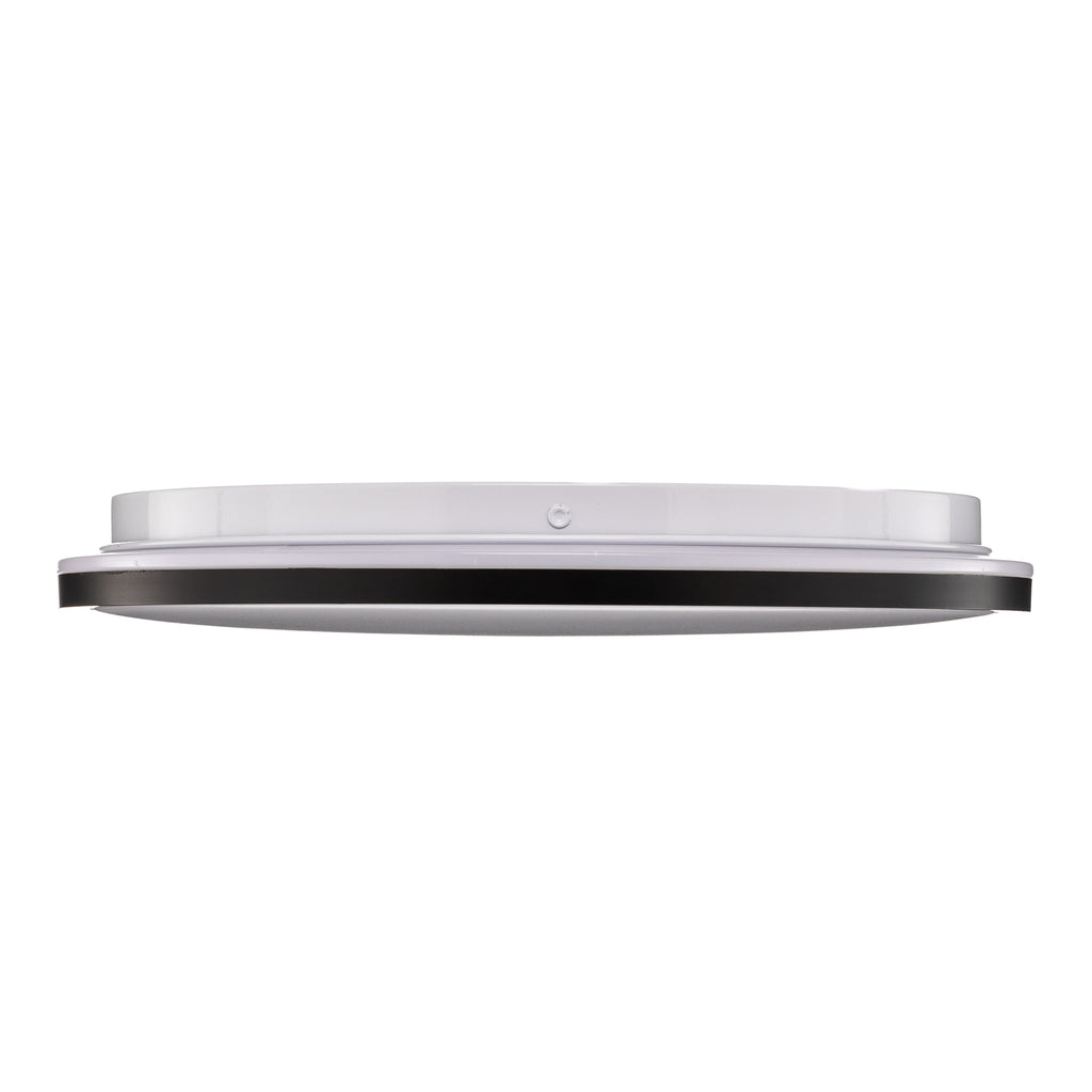 LED taklampe Lana med baklyseffekt svart Ø28 cm sett fra siden