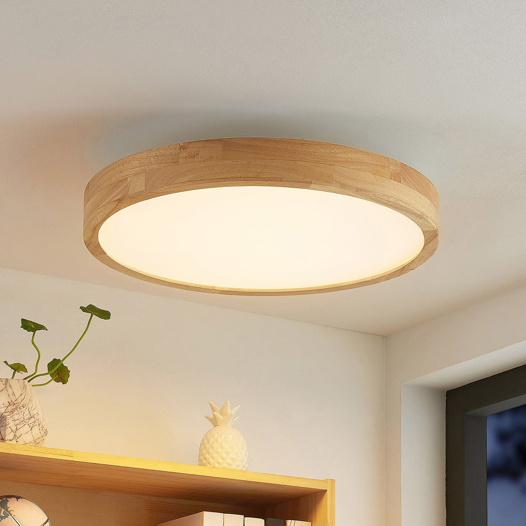LED taklampe Lanira eik/akryl dimbar CCT Ø50 cm 29W forfra