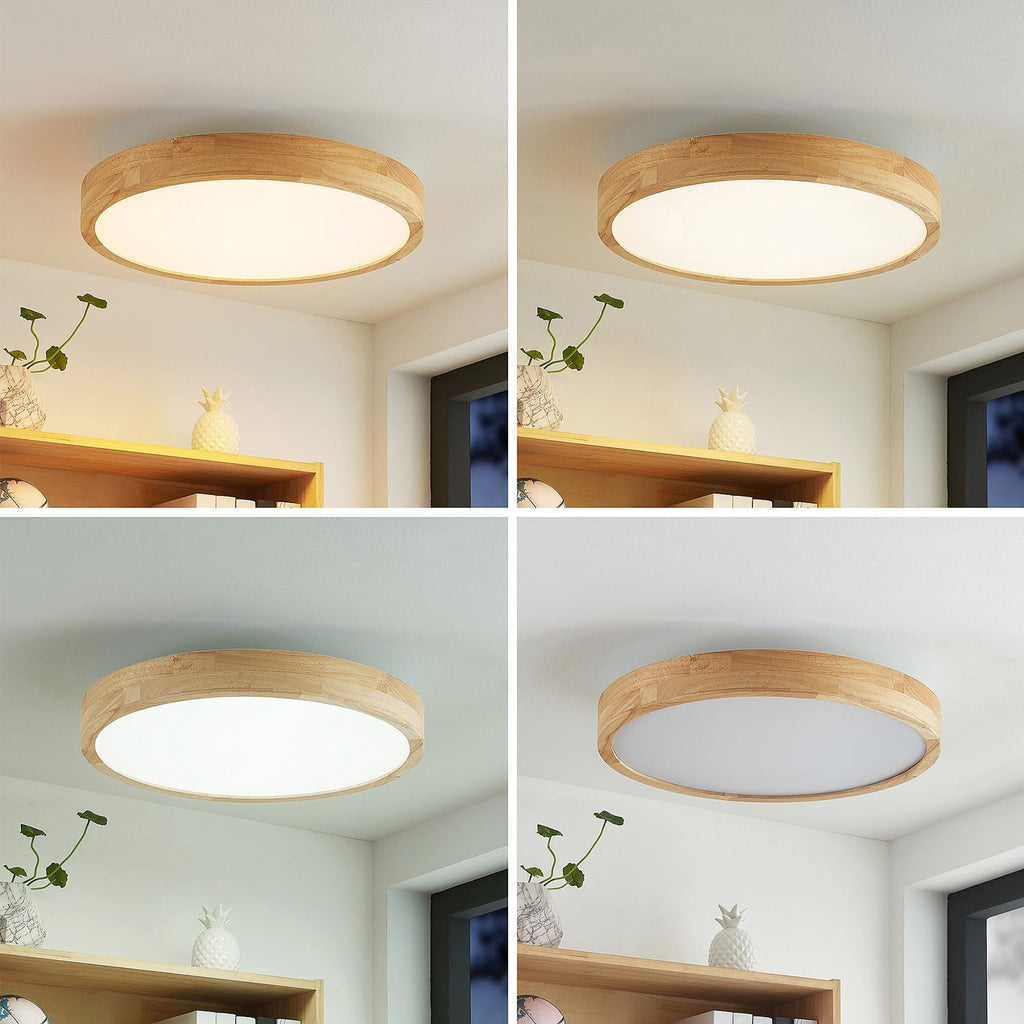 LED taklampe Lanira eik/akryl dimbar CCT Ø50 cm 29W bakside