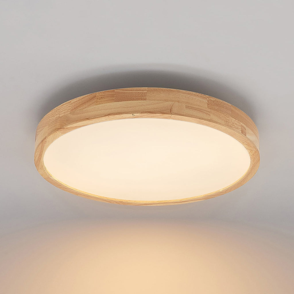 LED taklampe Lanira eik/akryl dimbar CCT Ø50 cm 29W nærbilde av akryl