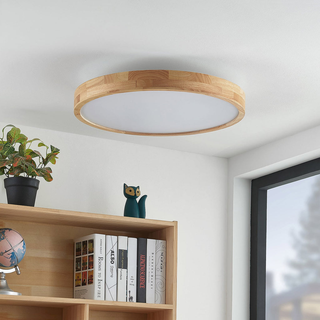 LED taklampe Lanira eik/akryl dimbar CCT Ø60 cm bakside