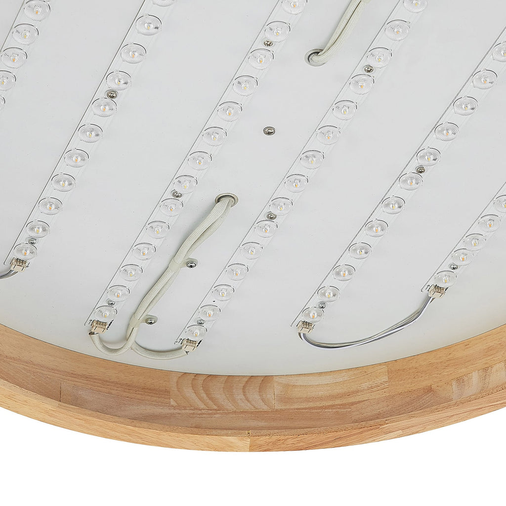 Sidevisning av LED taklampe Lanira eik/akryl dimbar CCT Ø60 cm