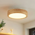 LED taklampe Lanira eik dimbar fjernkontroll CCT Ø30 cm forfra
