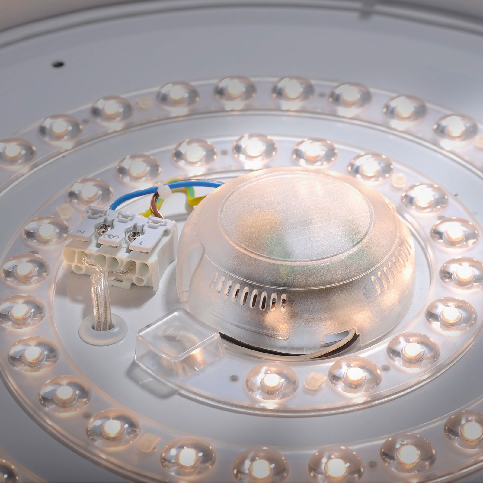 Nærbilde av bevegelsessensor på LED taklampe Lavinia Ø38,5 cm IP44
