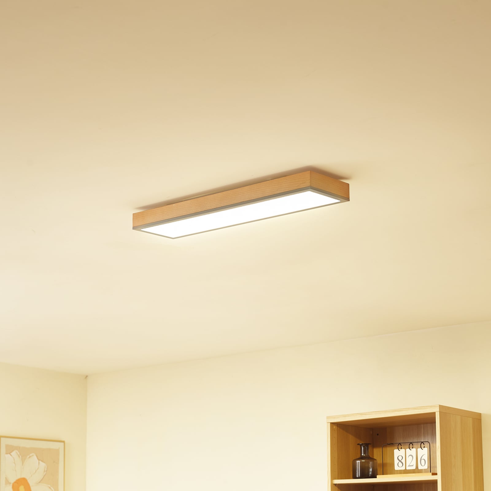 LED taklampe Laviona grafitt/tre 80x20 cm bakside