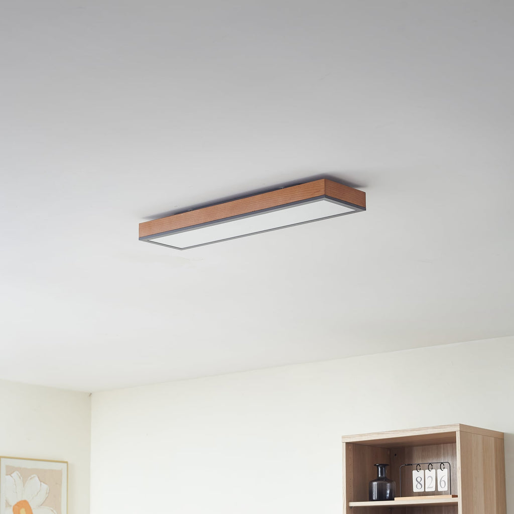 Detalj av LED taklampe Laviona grafitt/tre 80x20 cm