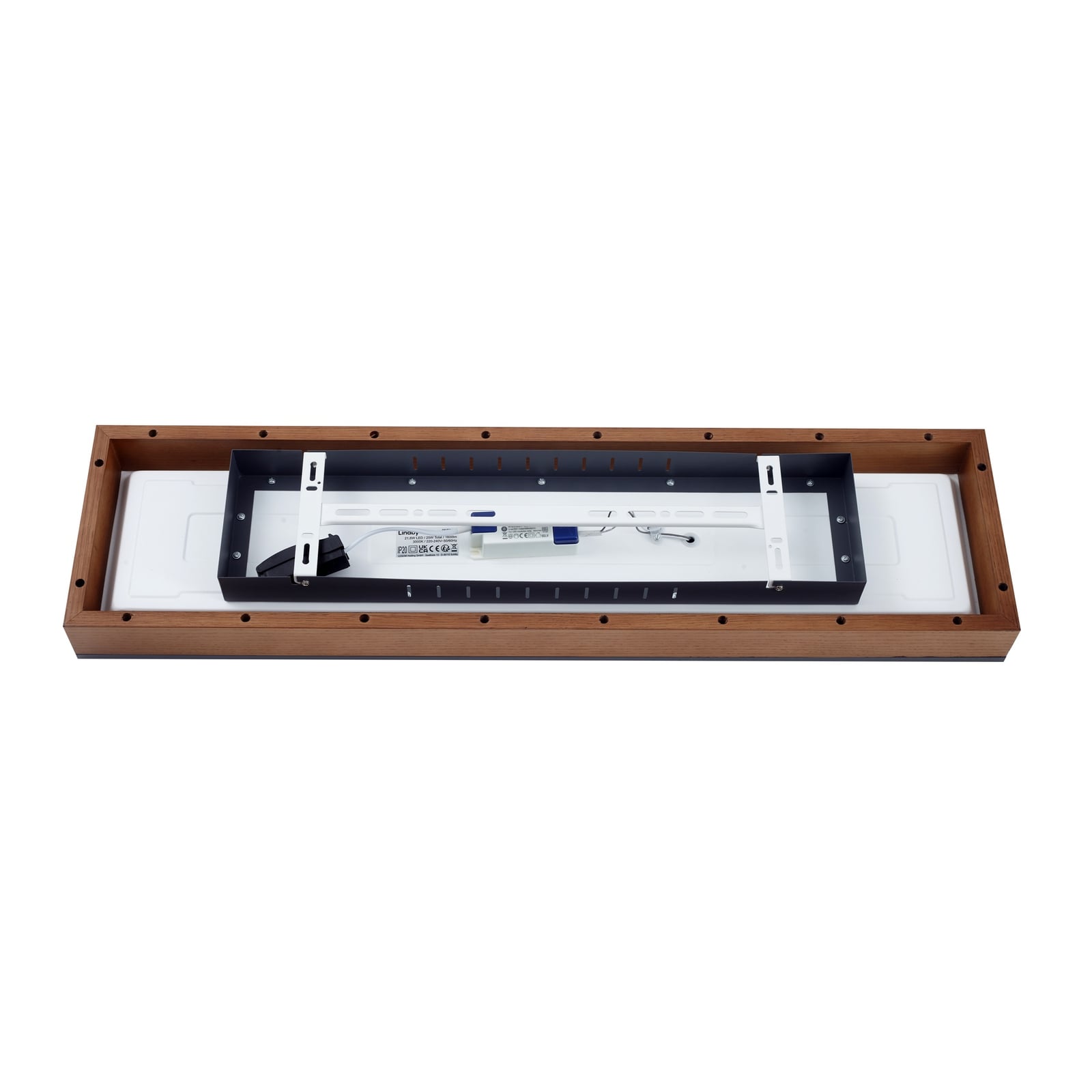 LED taklampe Laviona grafitt/tre 80x20 cm med varm hvitt lys