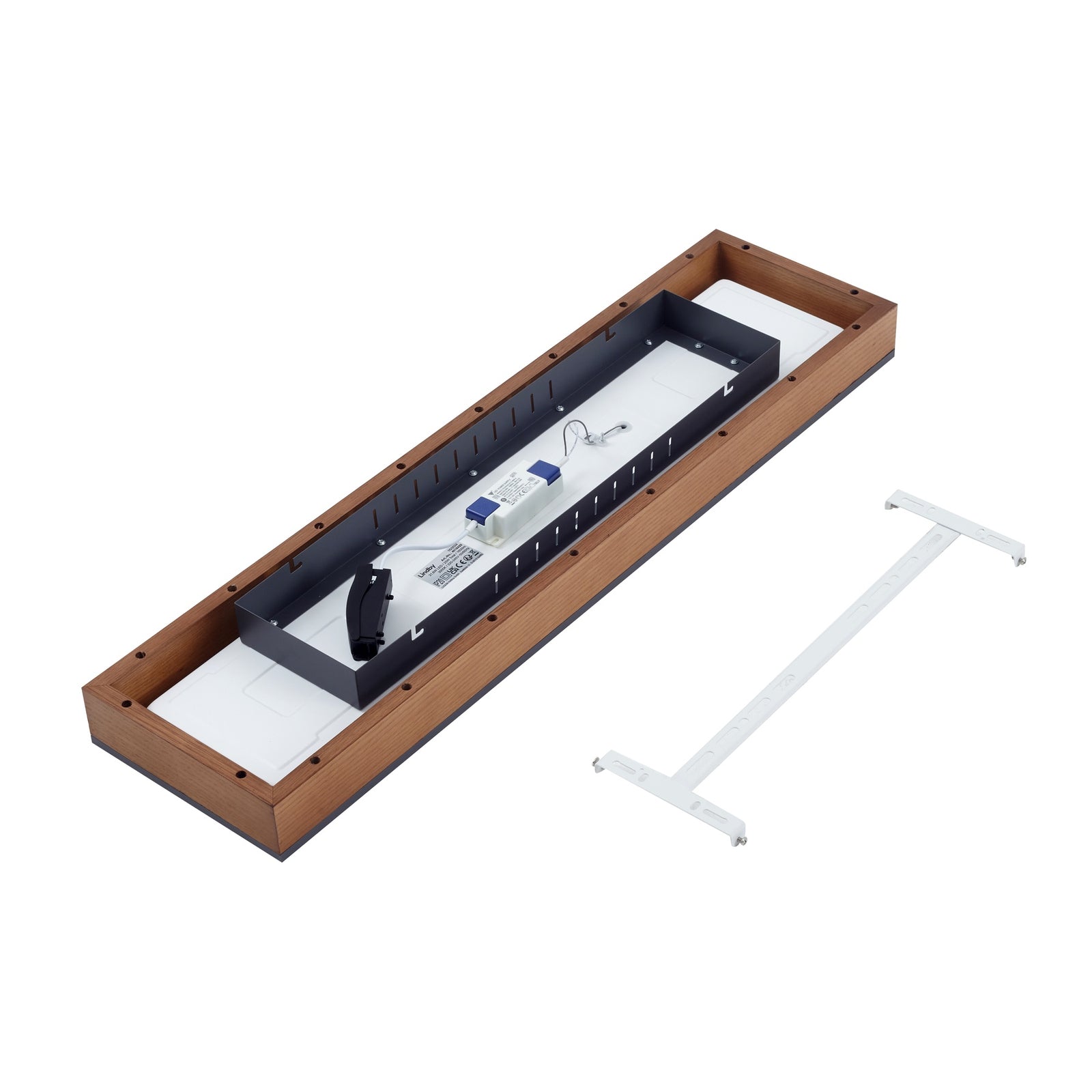 LED taklampe Laviona grafitt/tre 80x20 cm materialdetalj