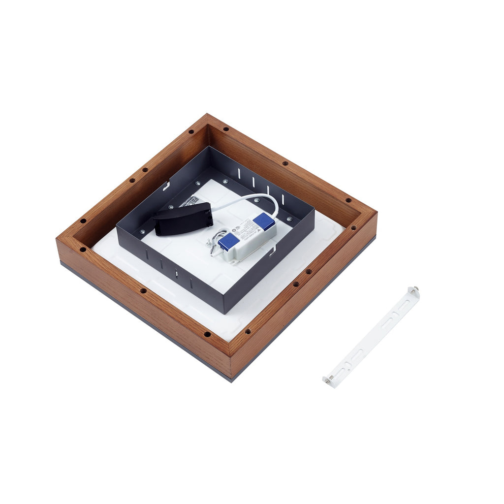 LED taklampe Laviona kvadratisk grafitt/tre 30x30 cm 9W helhetsbilde
