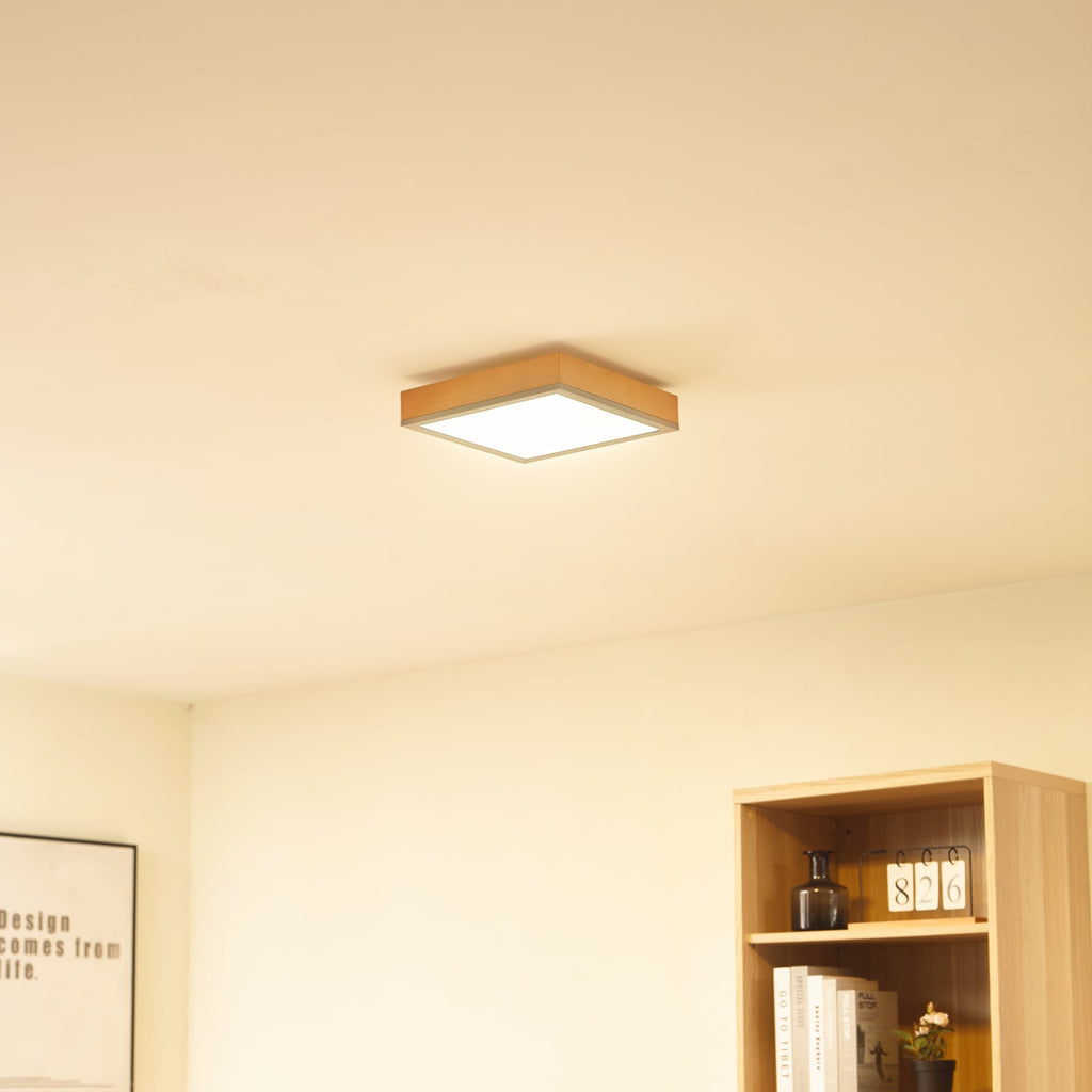 LED taklampe Laviona kvadratisk grafitt/tre 30x30 cm 9W bakside