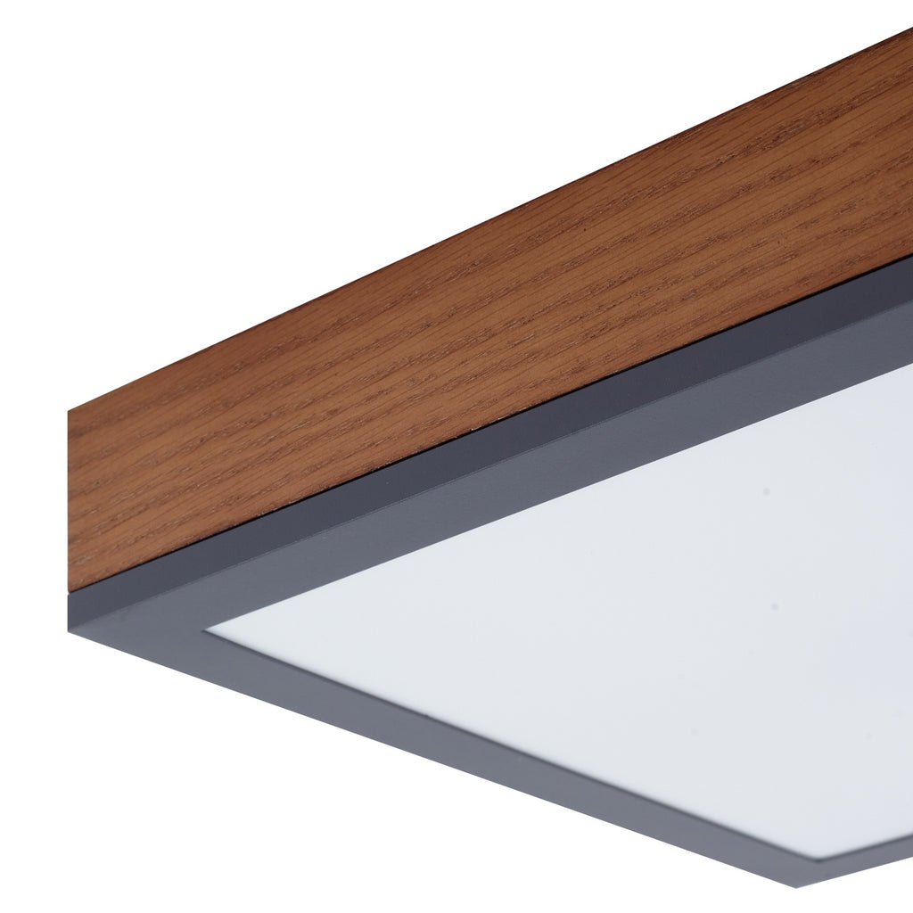 LED taklampe Laviona kvadratisk grafitt/tre 30x30 cm 9W detalj av tredekor