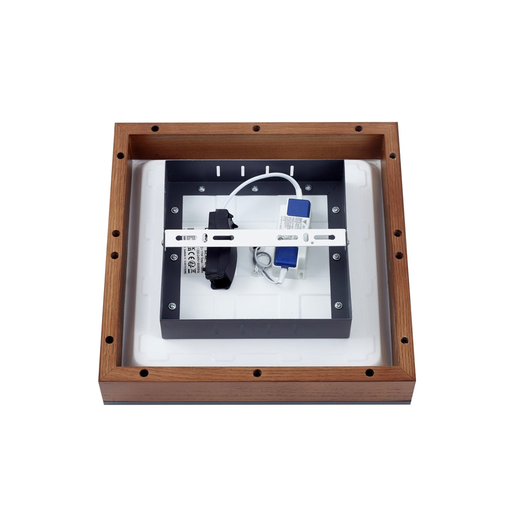 LED taklampe Laviona kvadratisk grafitt/tre 30x30 cm 9W lys fra siden