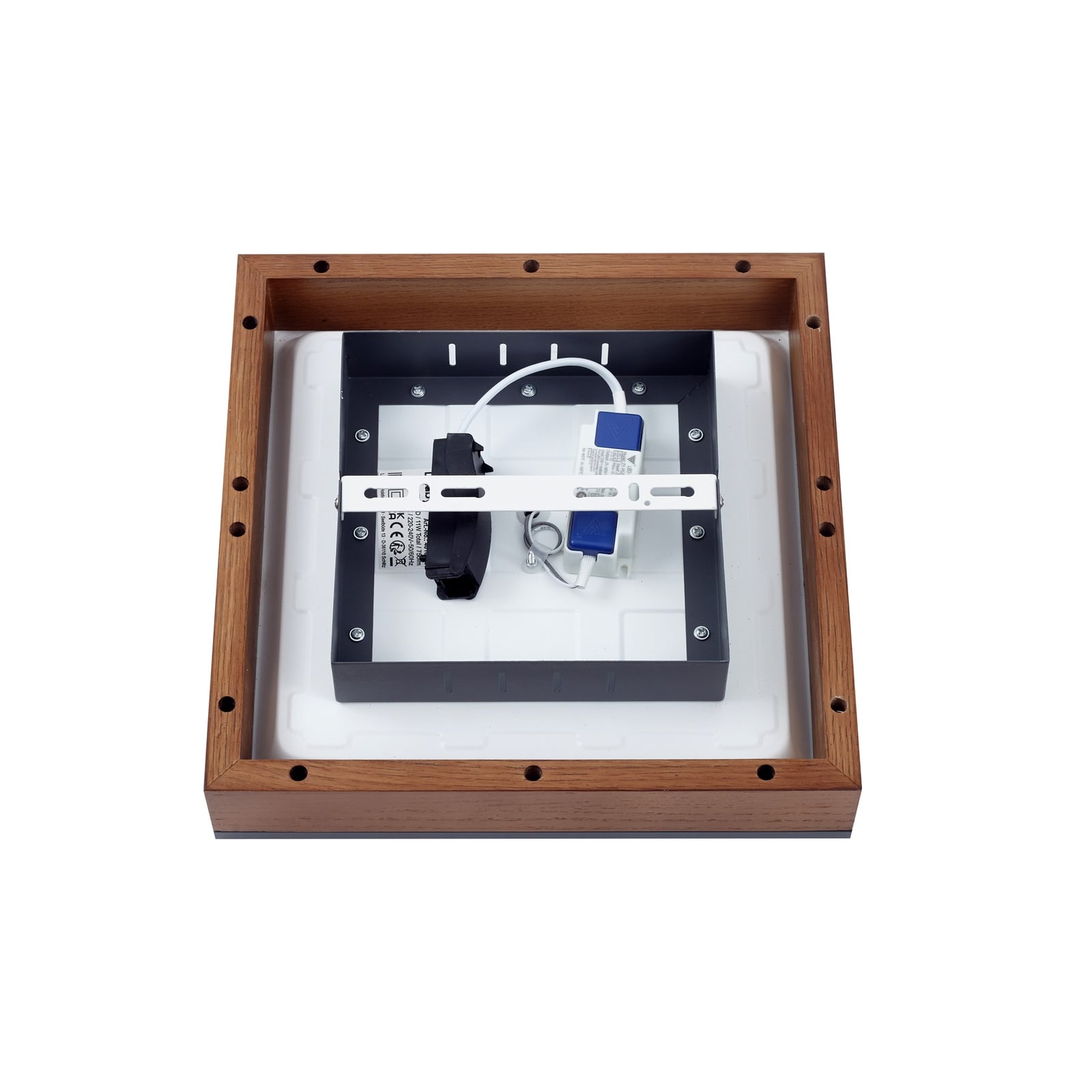 LED taklampe Laviona kvadratisk grafitt/tre 30x30 cm 9W lys fra siden