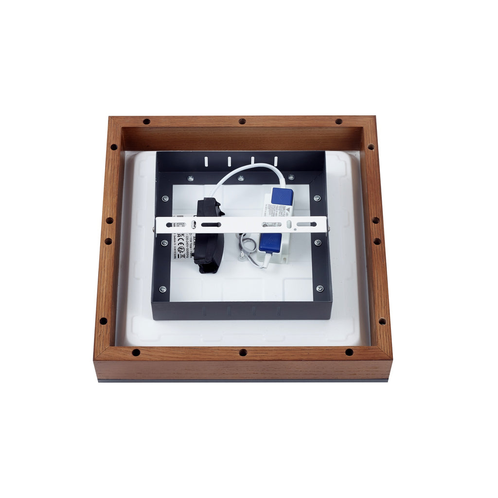 LED taklampe Laviona kvadratisk grafitt/tre 30x30 cm 9W lys fra siden