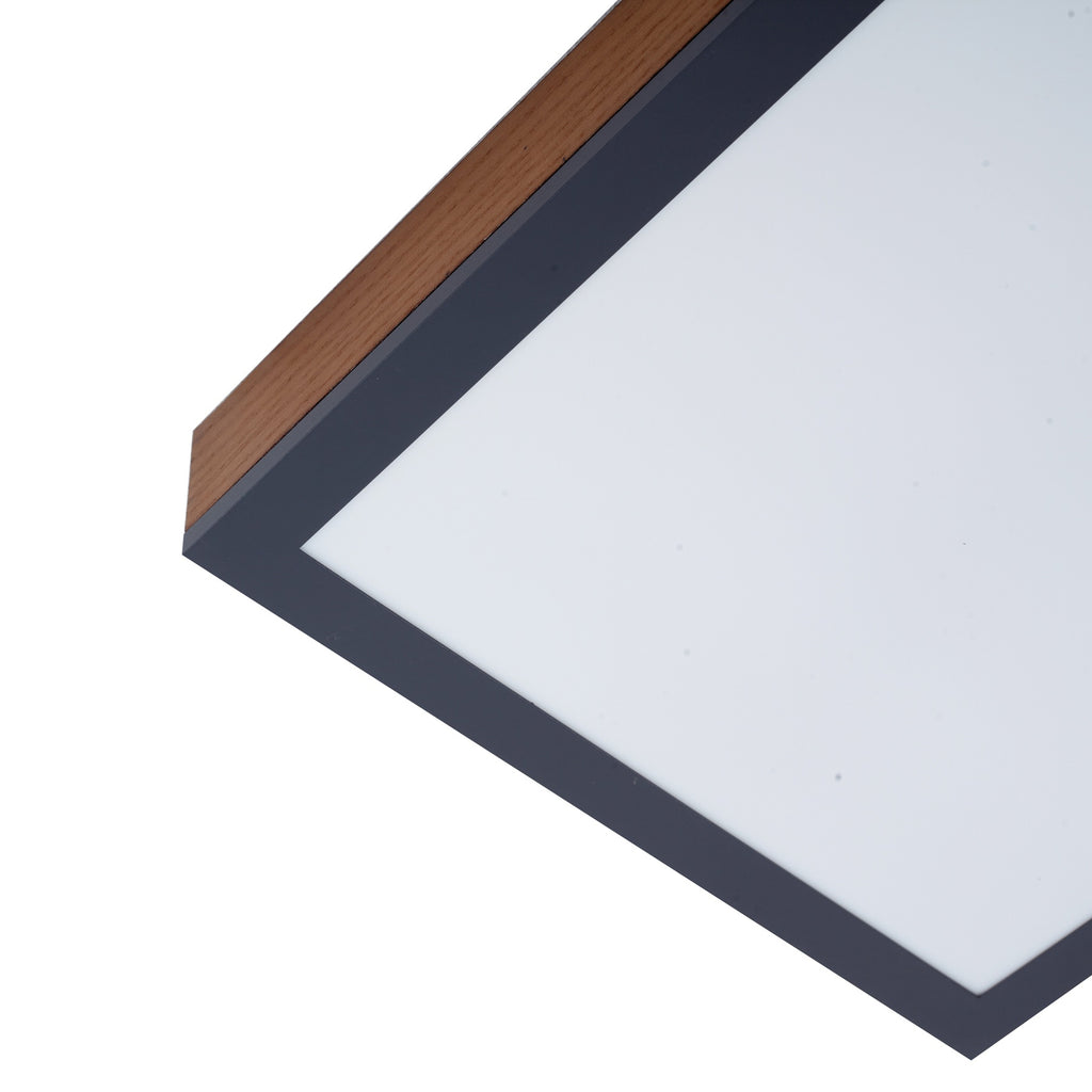 LED taklampe Laviona kvadratisk grafitt/tre 30x30 cm 9W monteringsdetalj