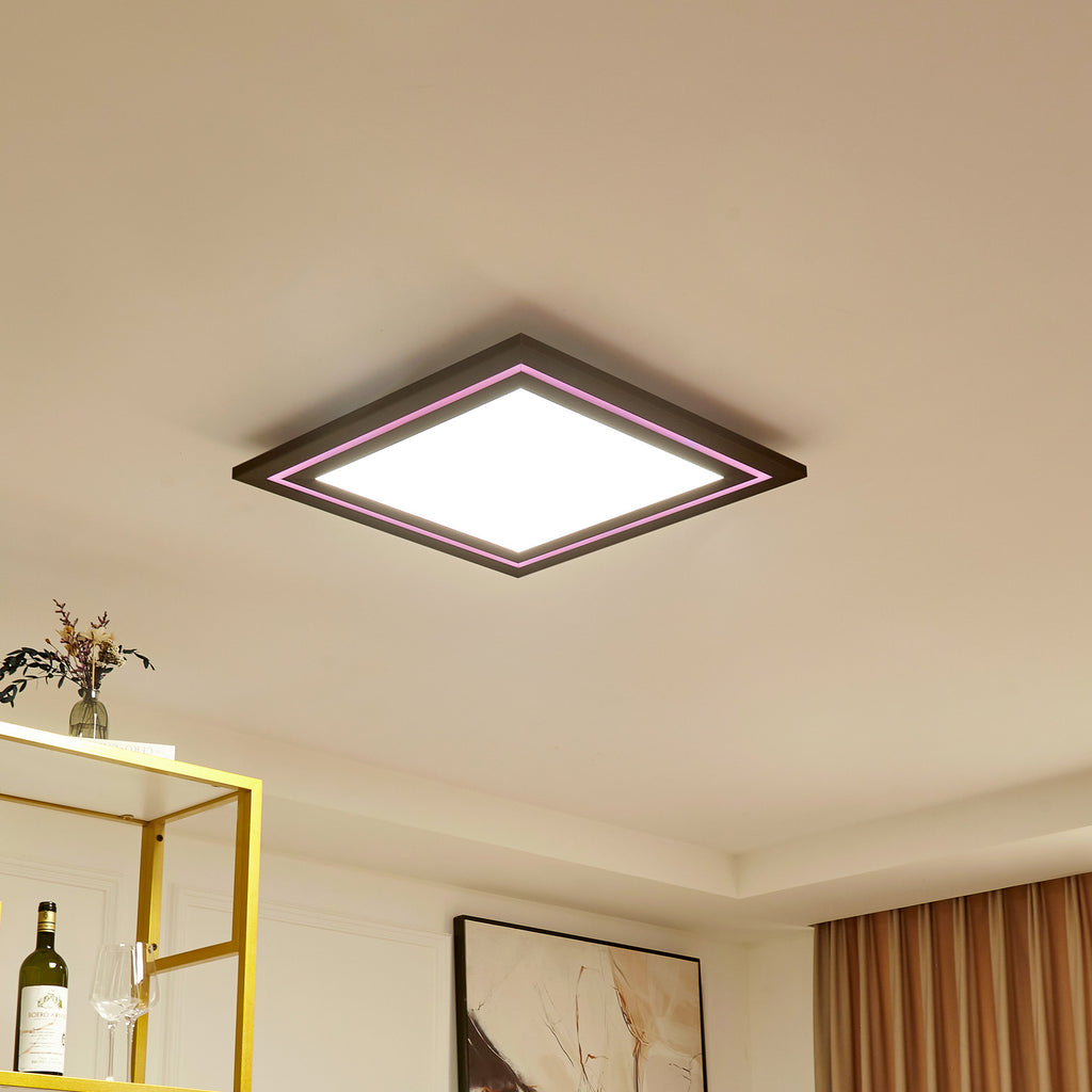 LED taklampe Leicy dimbar nikkel 60x60 cm RGB CCT forfra