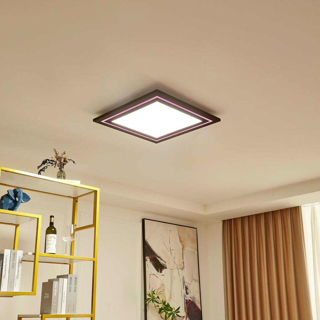 LED taklampe Leicy dimbar nikkel 60x60 cm RGB CCT bakside
