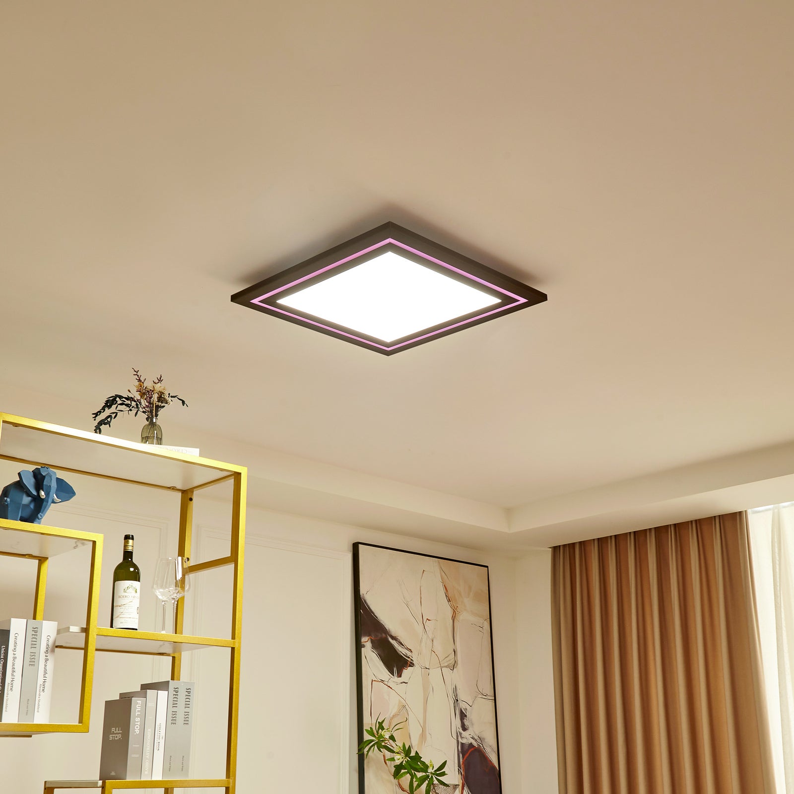 LED taklampe Leicy dimbar nikkel 60x60 cm RGB CCT bakside