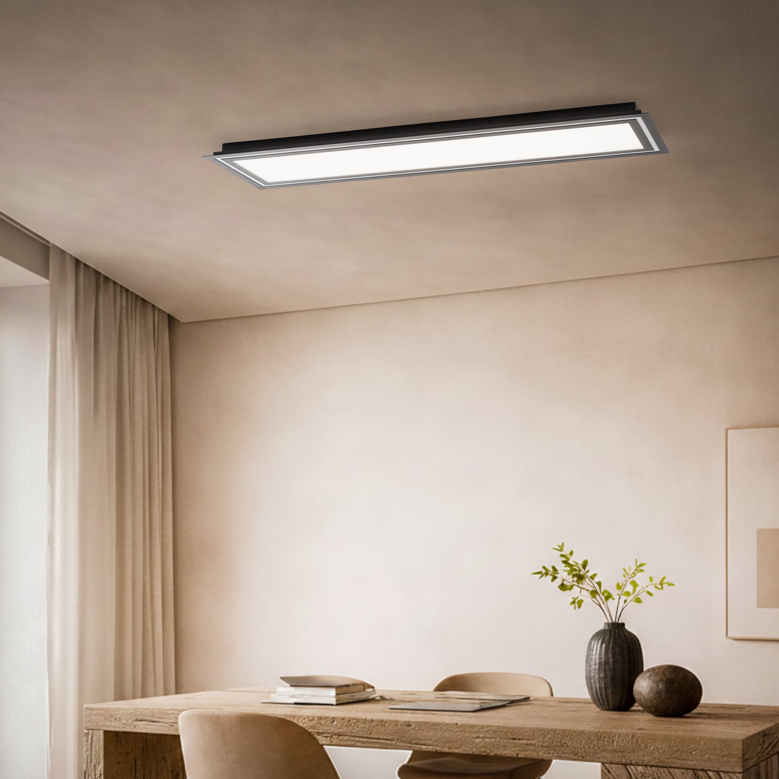 LED taklampe Leicy dimbar svart 124 cm RGB CCT fjernkontroll bakside