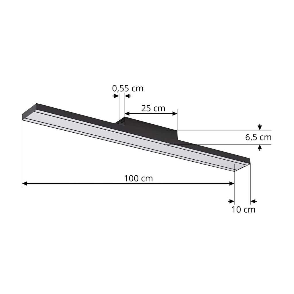 LED taklampe Leicy RGB CCT dimbar 100x10 cm svart montert i rom