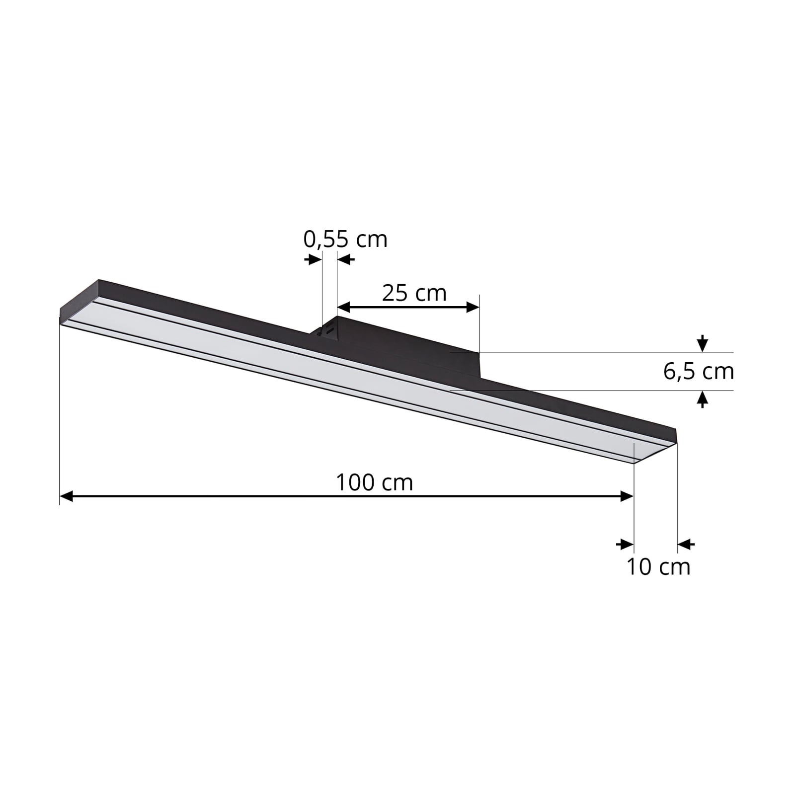 LED taklampe Leicy RGB CCT dimbar 100x10 cm svart montert i rom