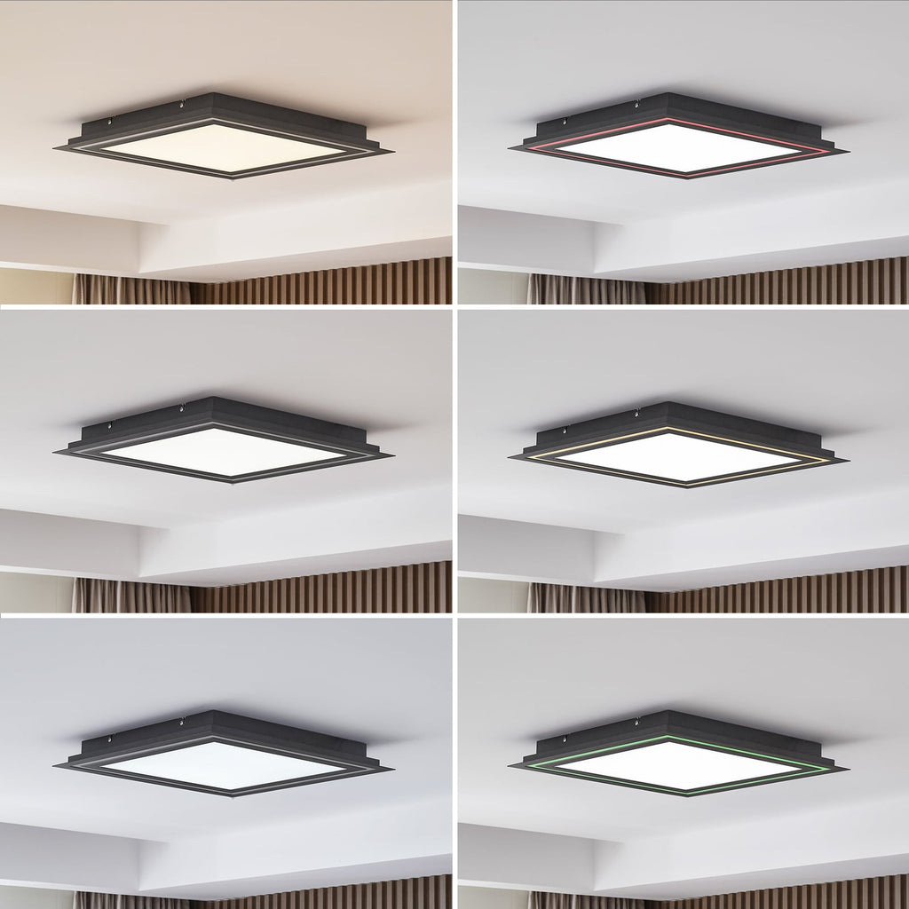 LED taklampe Leicy svart 44 cm RGB CCT dimbar med fjernkontroll - Lucande