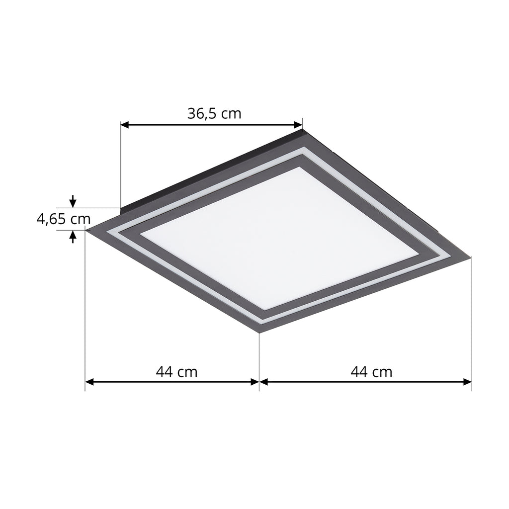 Nærbilde av LED taklampe Leicy svart 44 cm RGB CCT dimbar