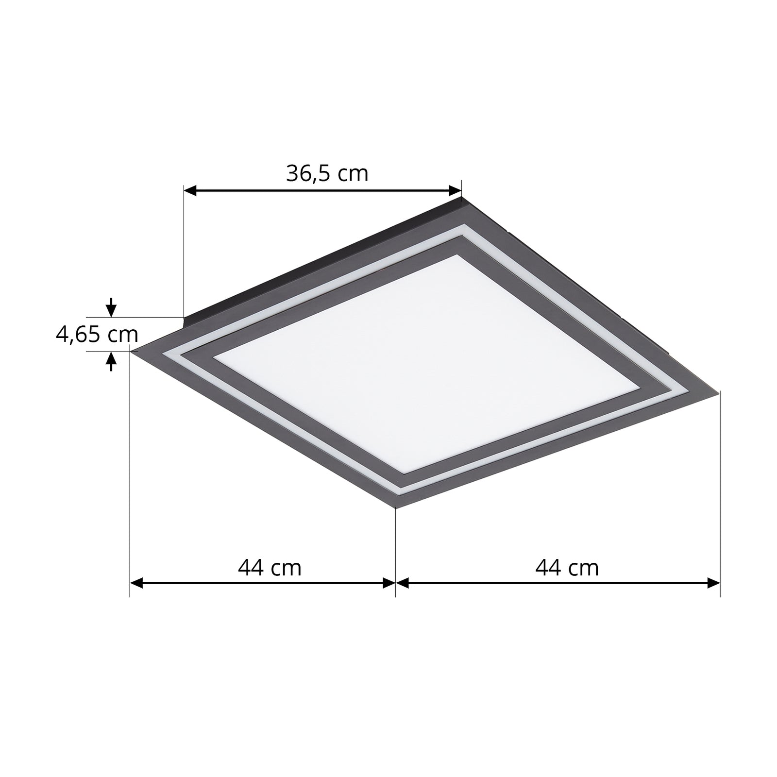 Nærbilde av LED taklampe Leicy svart 44 cm RGB CCT dimbar