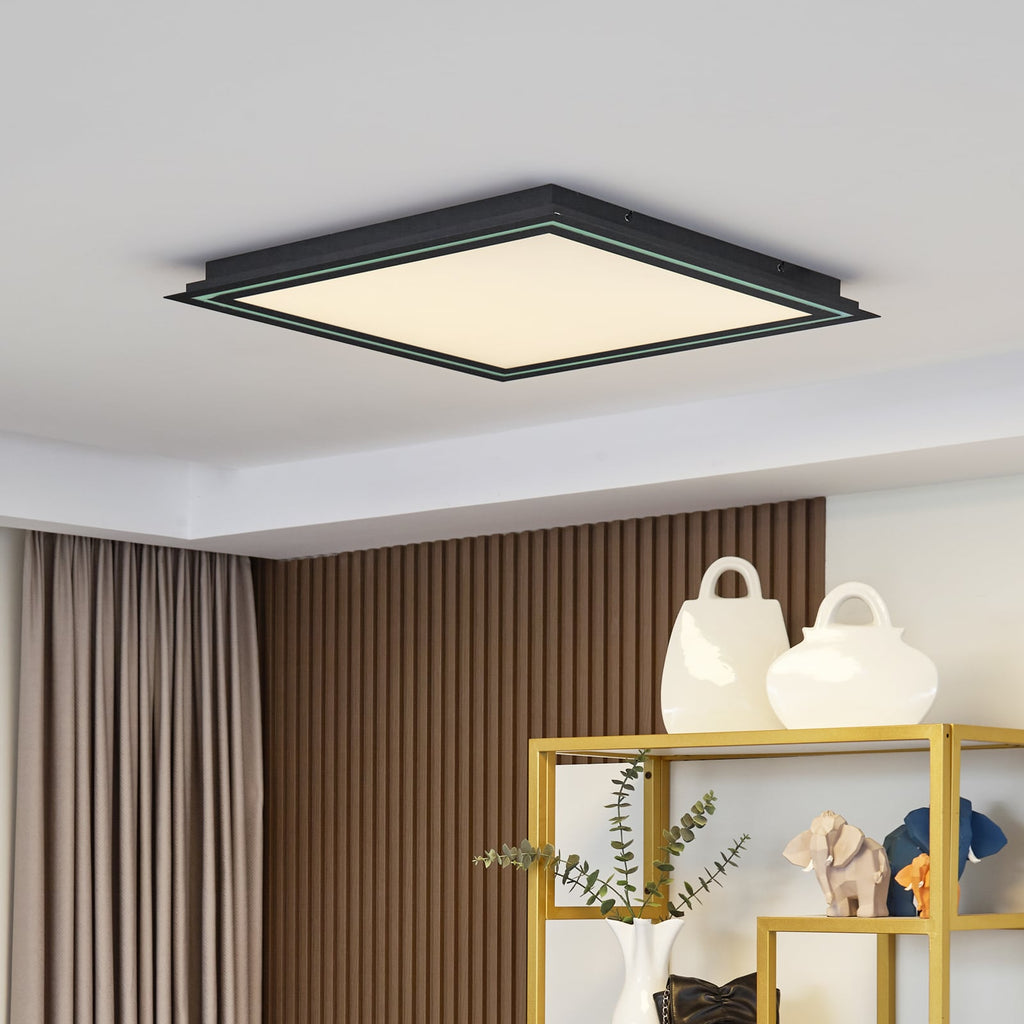 LED taklampe Leicy svart 64x64 cm RGB CCT fjernkontroll forfra