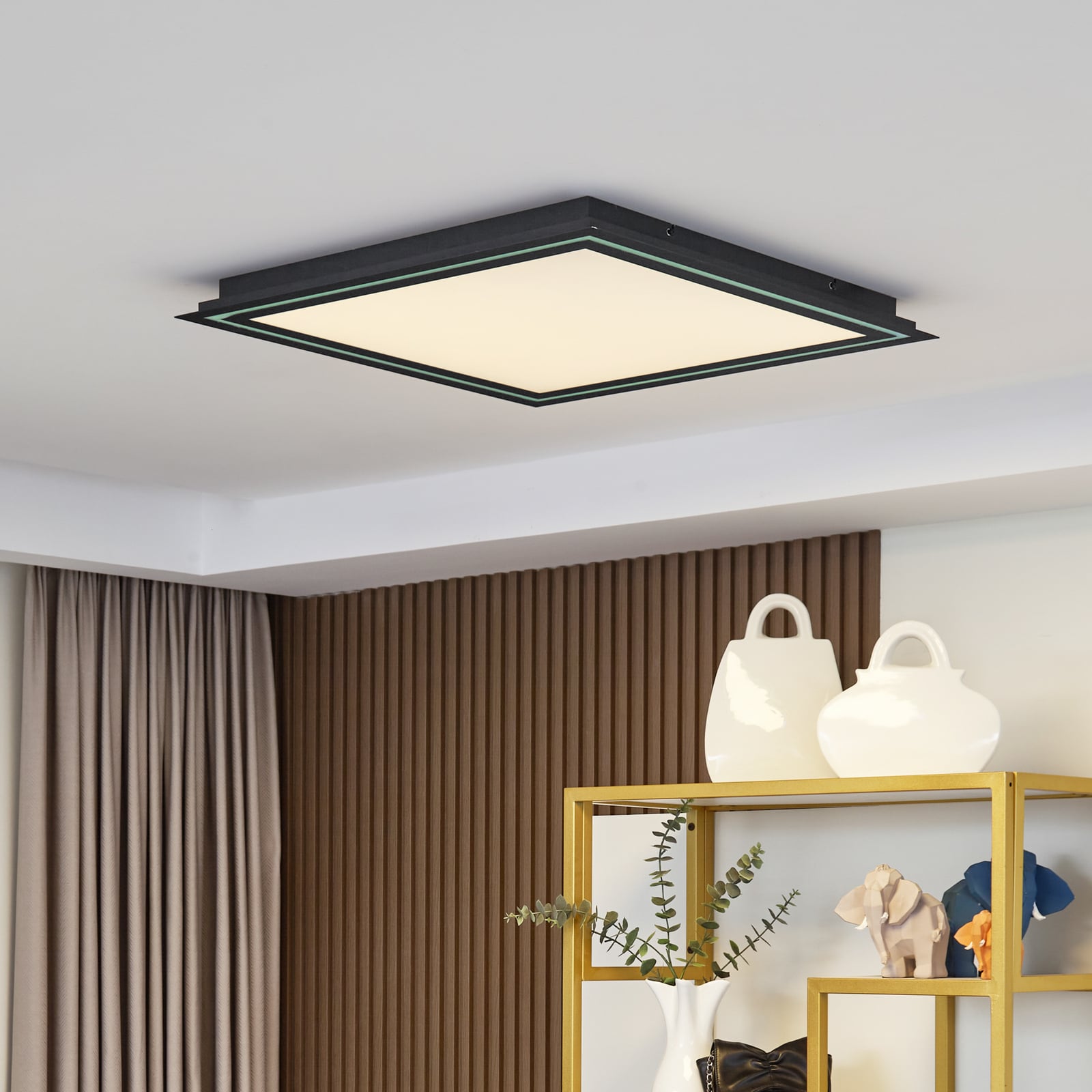 LED taklampe Leicy svart 64x64 cm RGB CCT fjernkontroll forfra