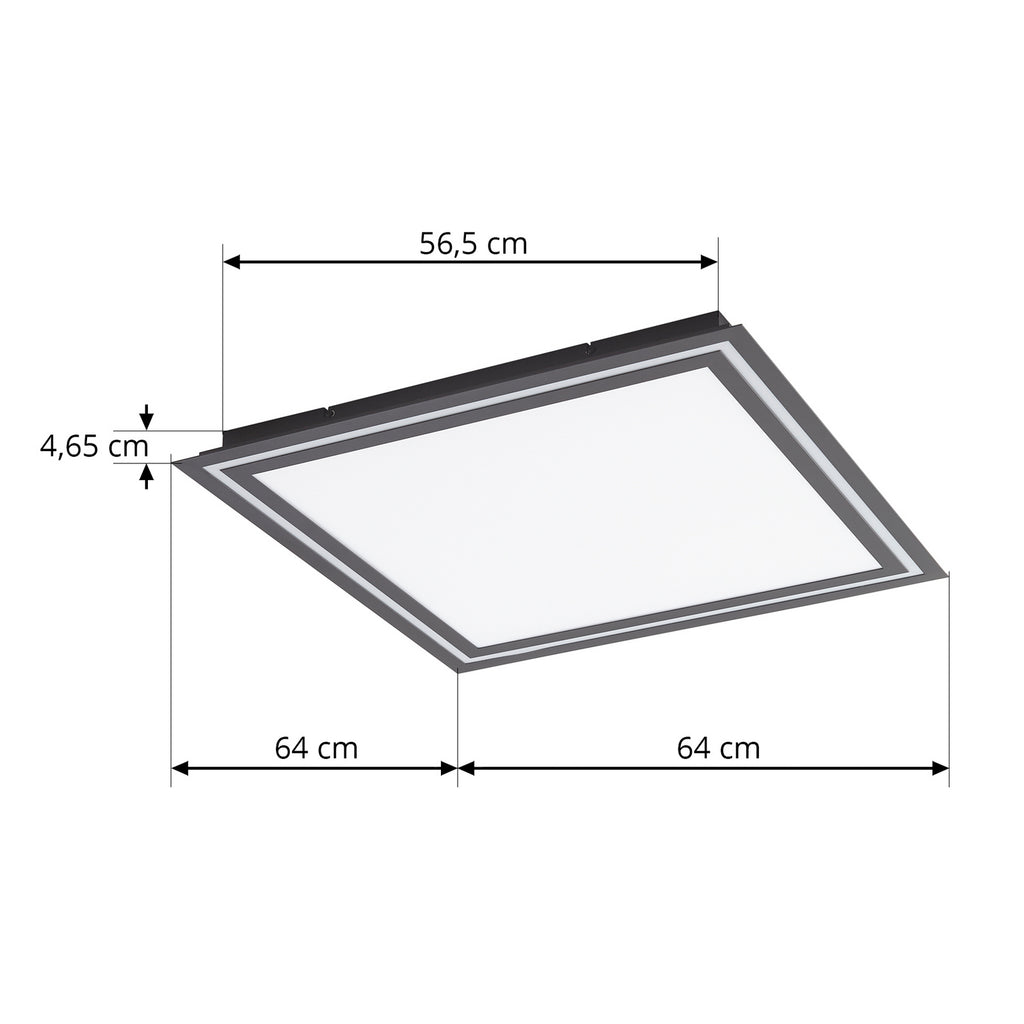 LED taklampe Leicy svart 64x64 cm RGB CCT fjernkontroll montert i tak