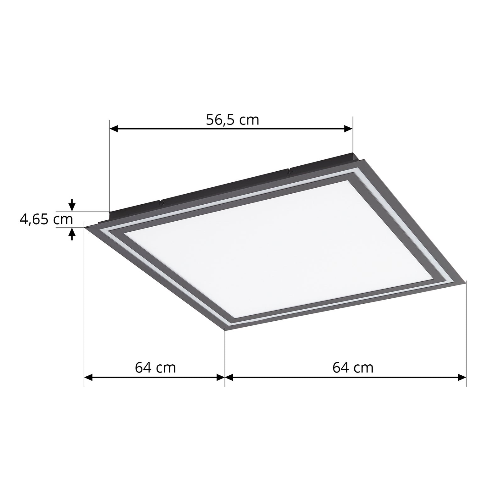 LED taklampe Leicy svart 64x64 cm RGB CCT fjernkontroll montert i tak