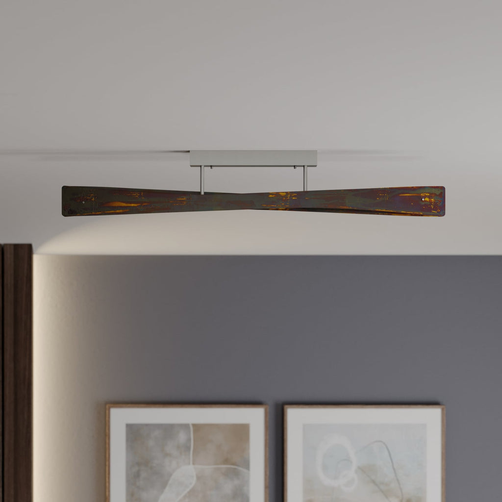 Detalj av LED taklampe Lian gull oksidert 118 cm dimbar Quitani