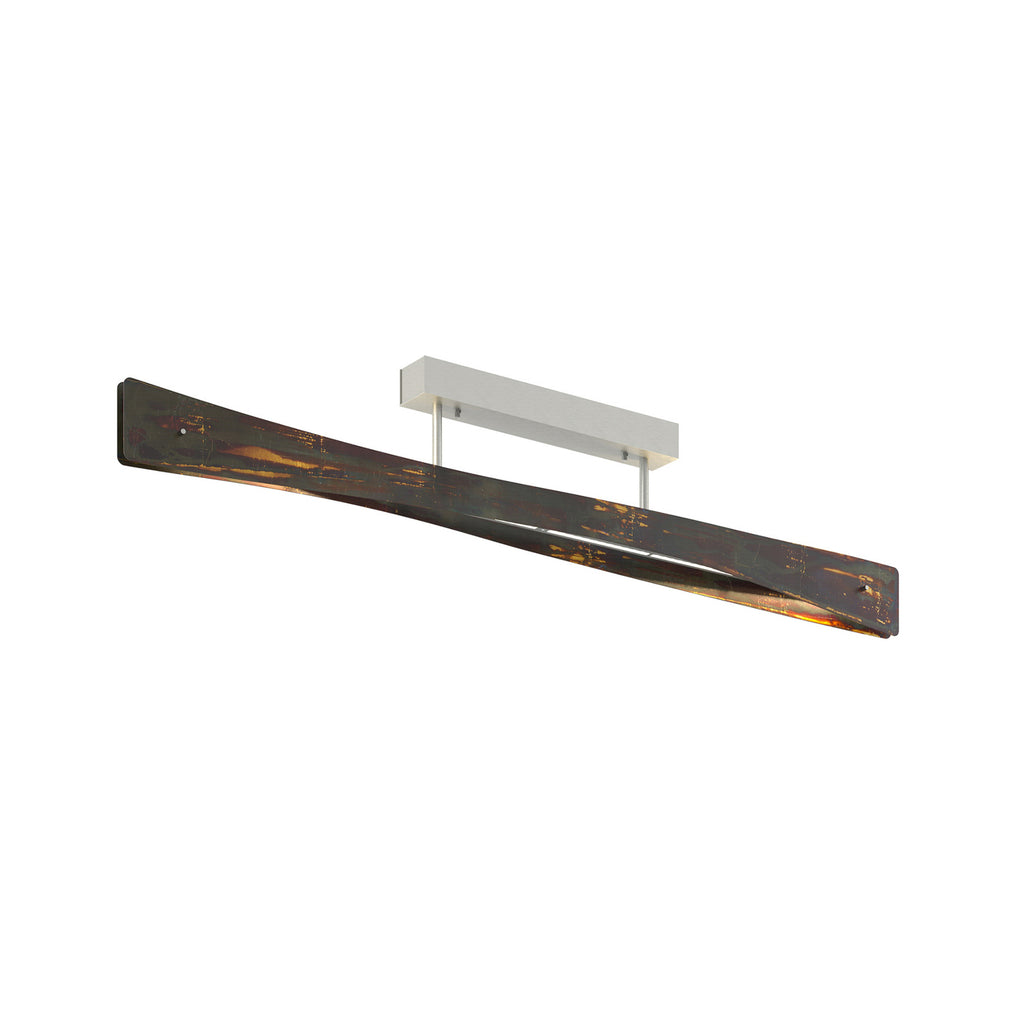 Nærbilde av oksidert gullfinish på LED taklampe Lian 118 cm