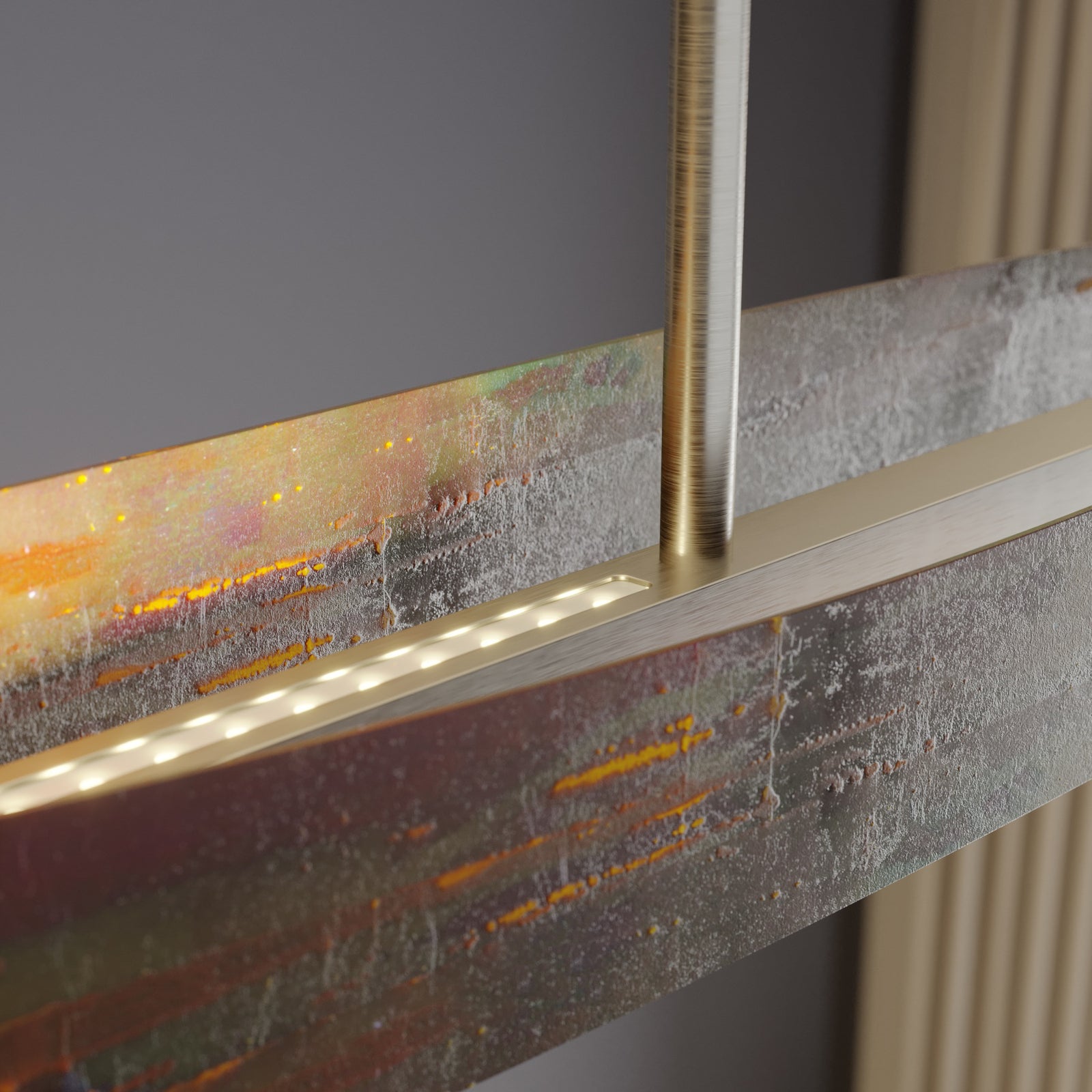 LED taklampe Lian gull oksidert 118 cm dimbar Quitani lysdetalj