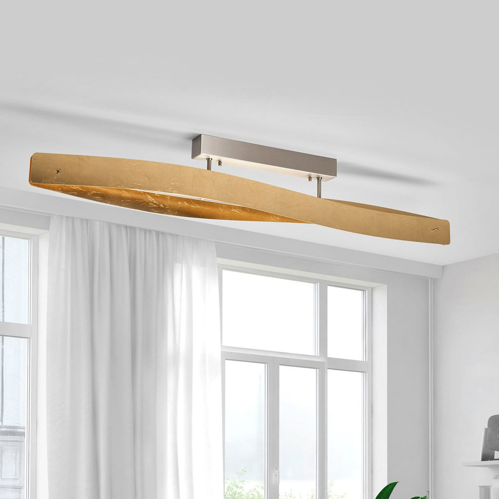 LED taklampe Lian sløyfeform gull matt nikkel bakside