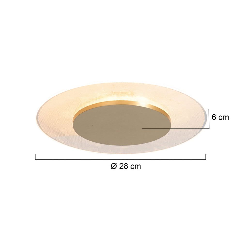 LED taklampe Lido dimbar gullfarget Ø28 cm detalj