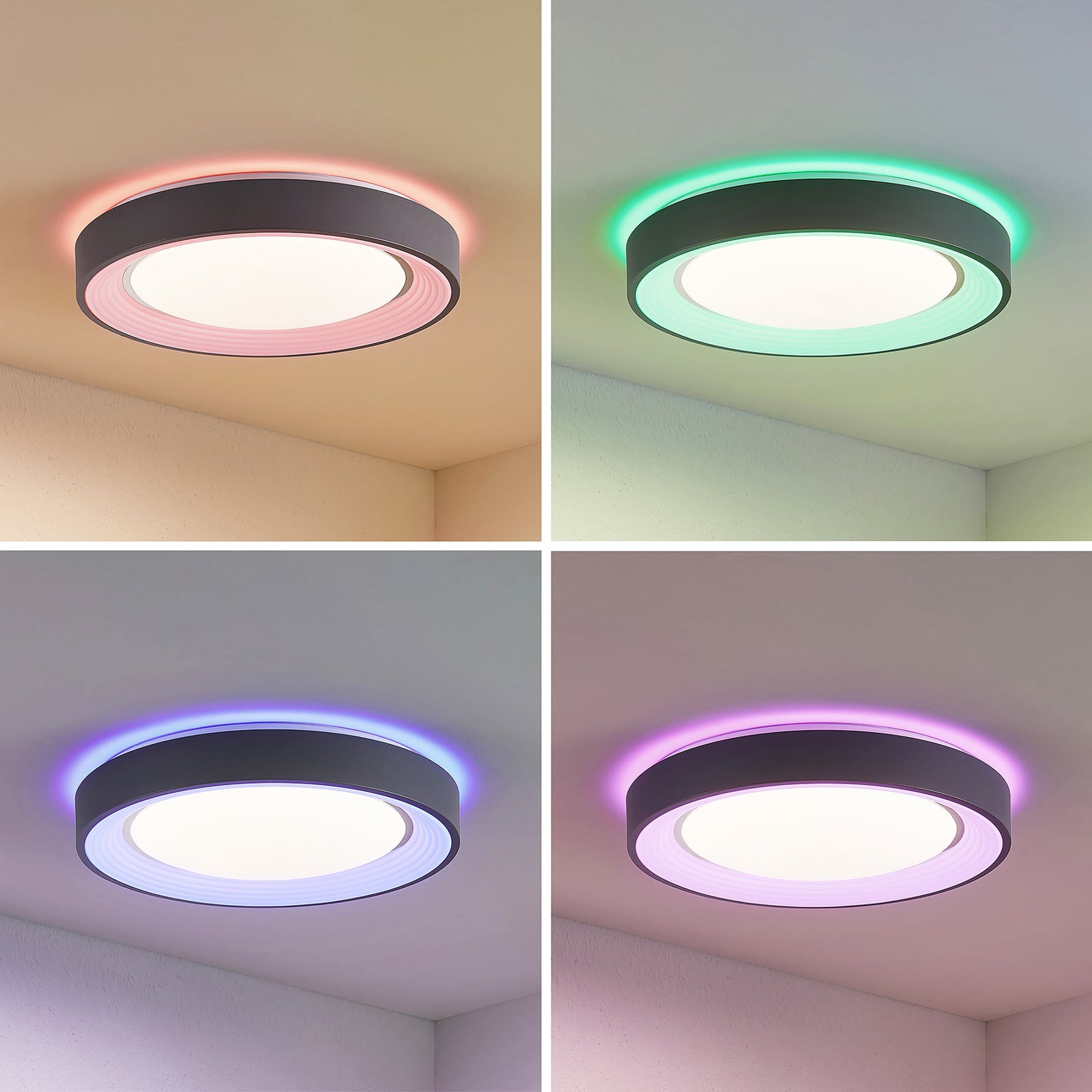 LED taklampe Lindum RGB CCT dimbar med fjernkontroll sideprofil