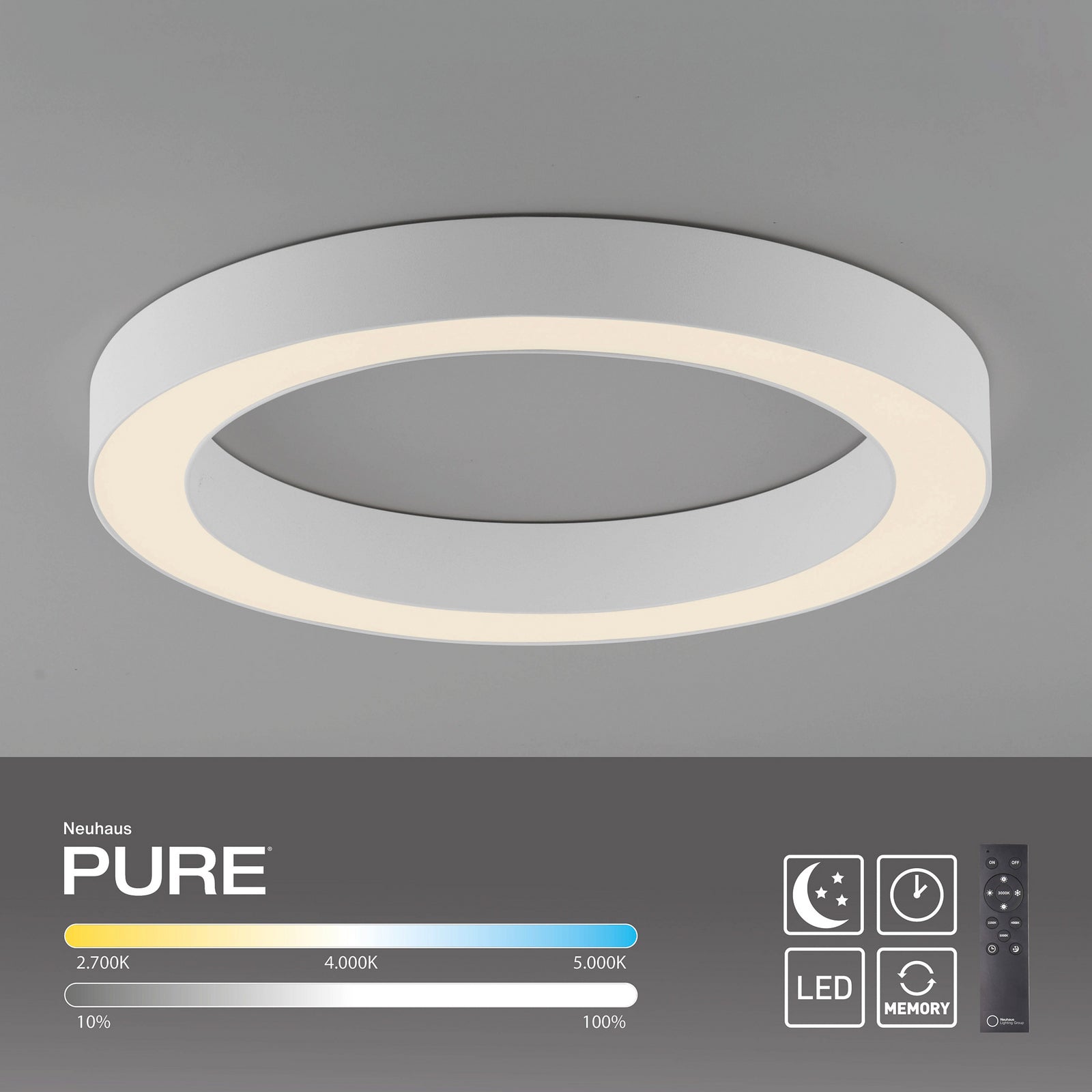 LED taklampe Lines Ø35 cm CCT dimbar med fjernkontroll - PURE lysfargevalg