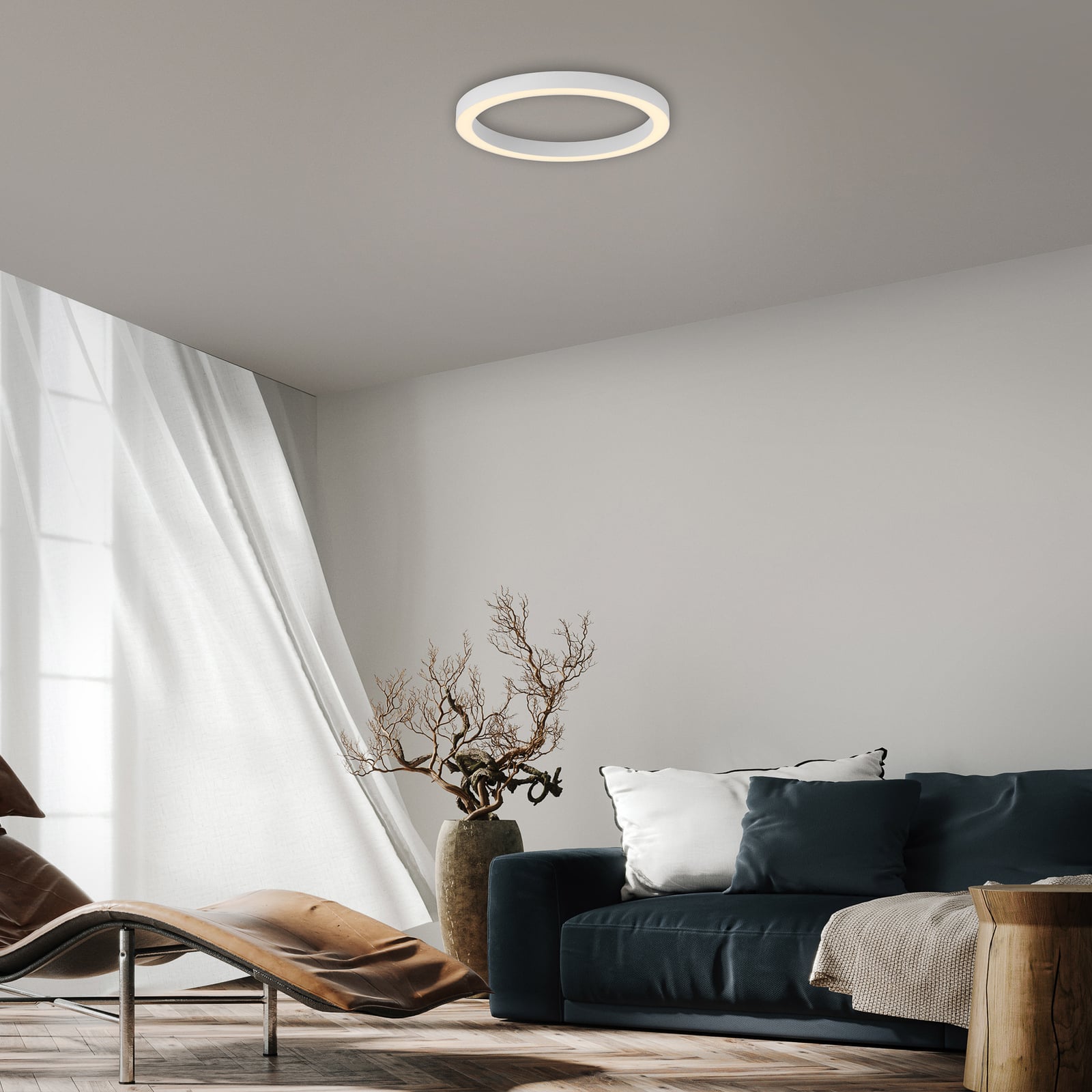 LED taklampe Lines CCT dimbar Ø50 cm hvit fjernkontroll bakside