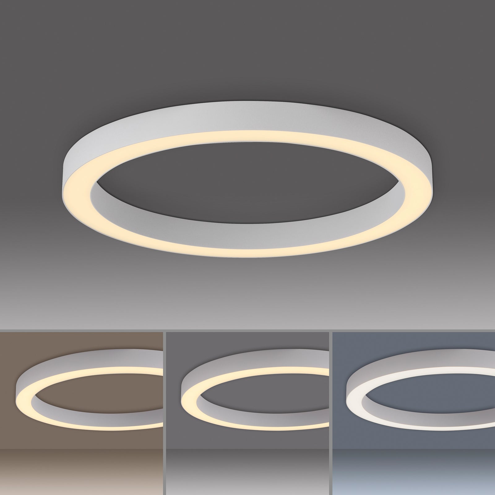 LED taklampe Lines CCT dimbar Ø50 cm hvit fjernkontroll sideprofil