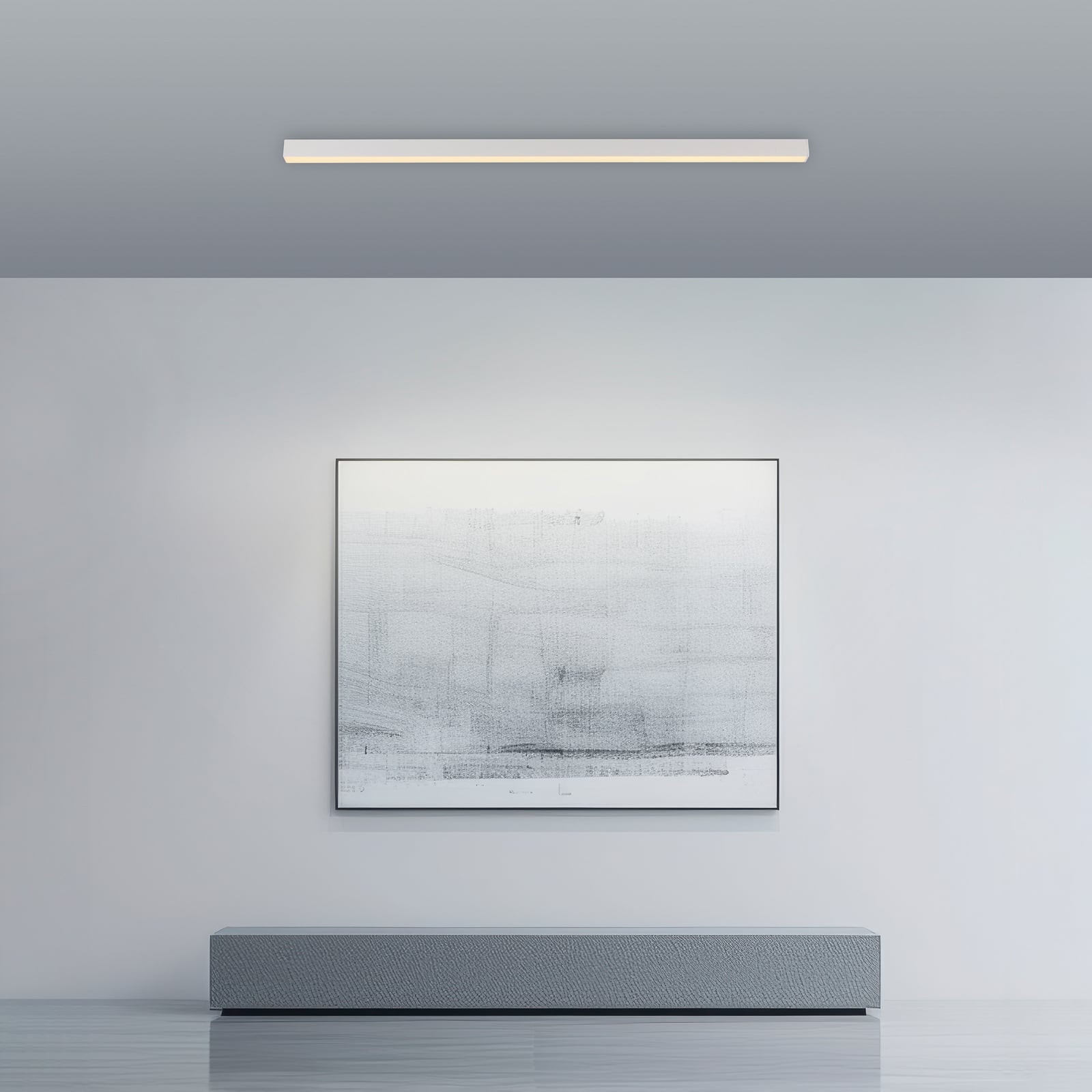 LED taklampe Lines dimbar 110 cm hvit CCT med fjernkontroll bakside