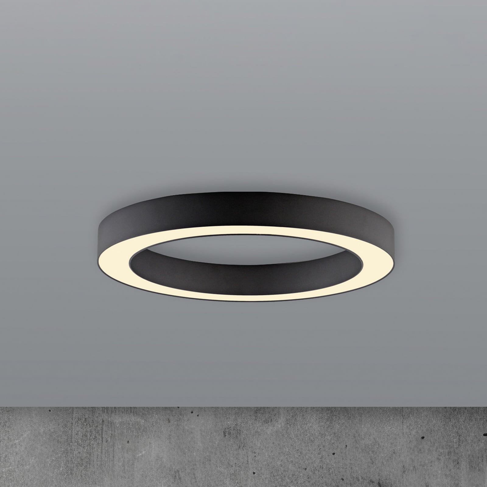 LED taklampe Lines dimbar CCT Ø35 cm grafitt med fjernkontroll forfra