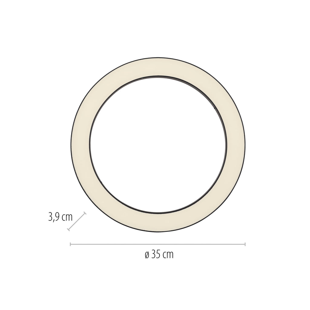 Detaljbilde av LED taklampe Lines dimbar CCT Ø35 cm grafitt med fjernkontroll