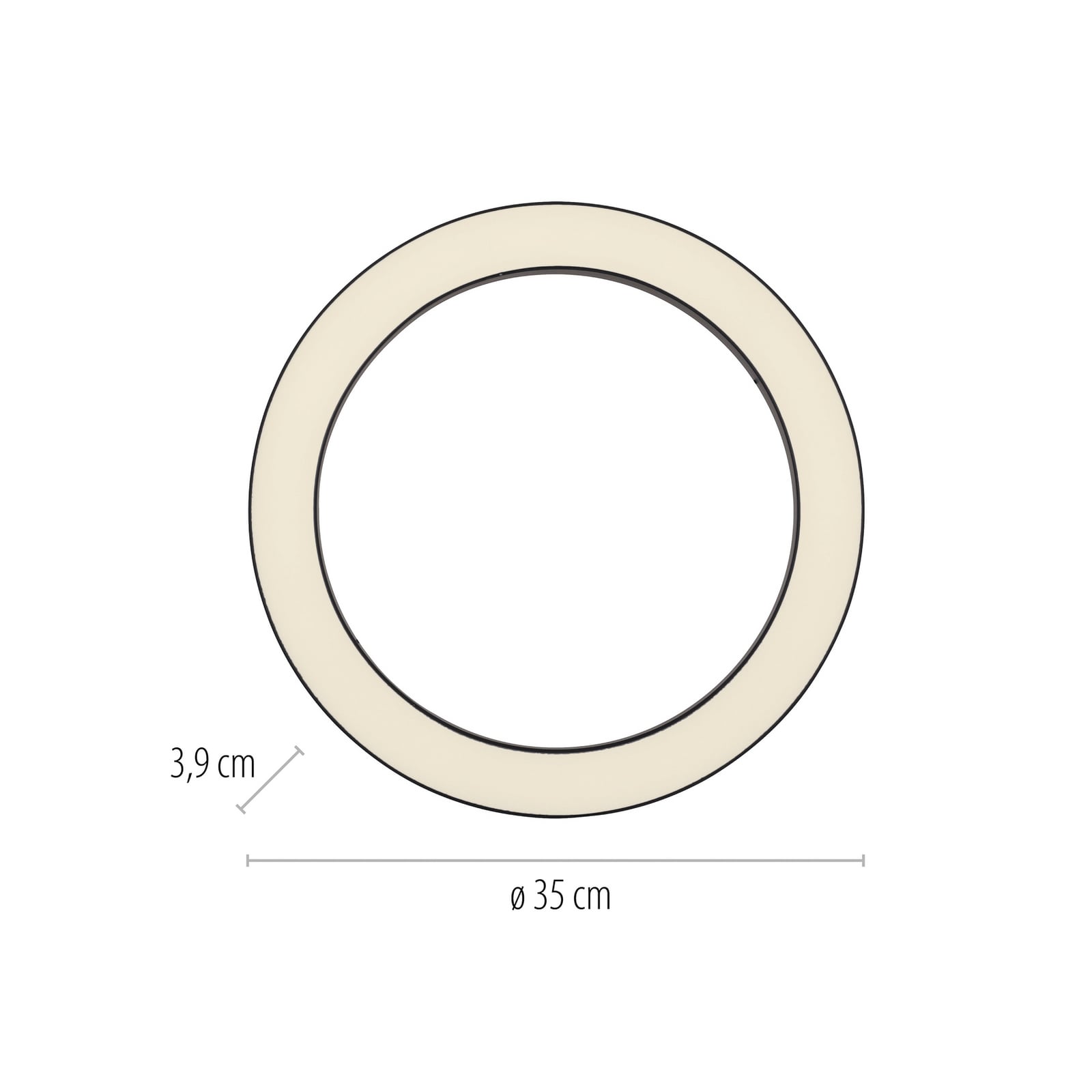 Detaljbilde av LED taklampe Lines dimbar CCT Ø35 cm grafitt med fjernkontroll